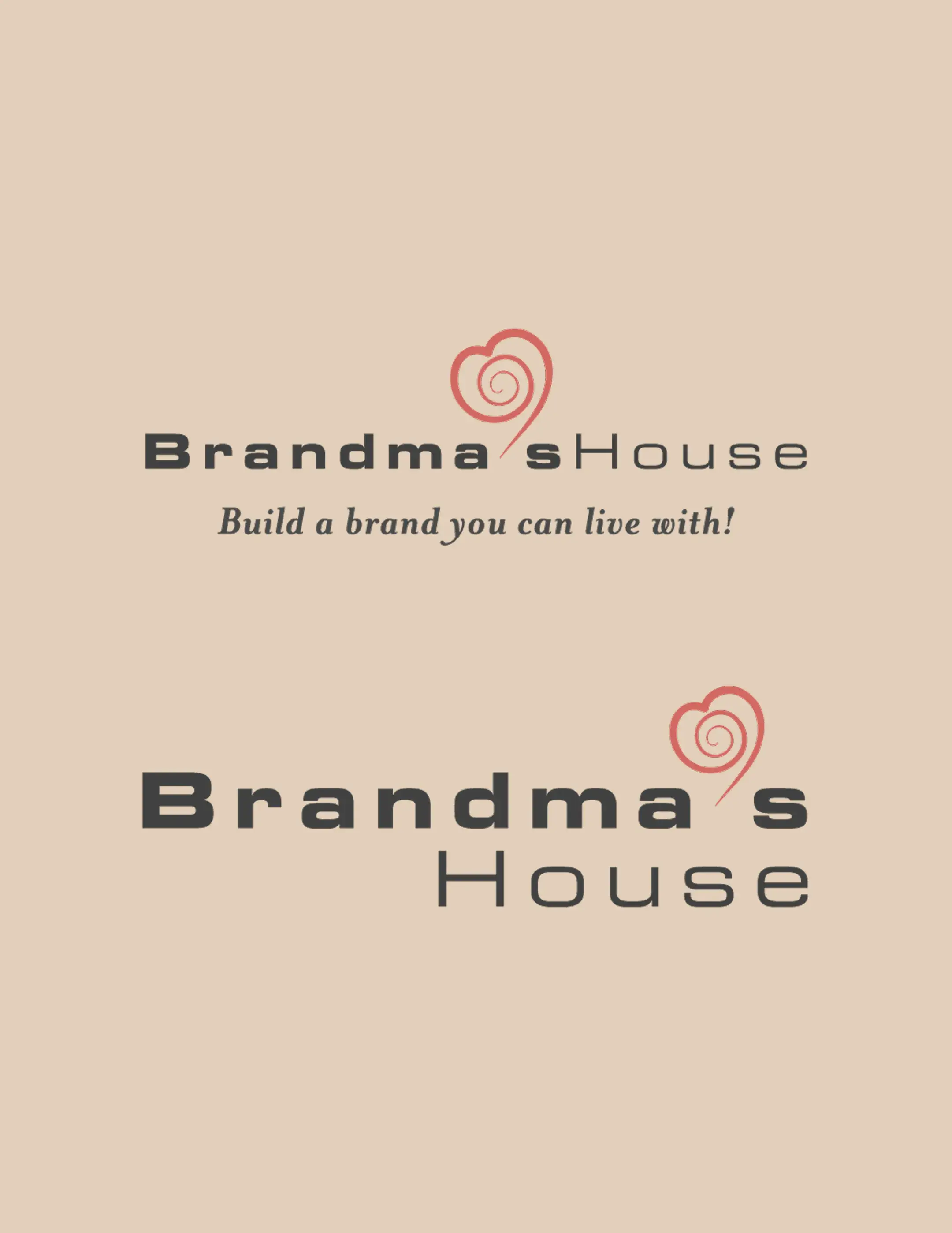Ghetto Country Brandmother: Brandma's House wordmark lockups on a tan background
