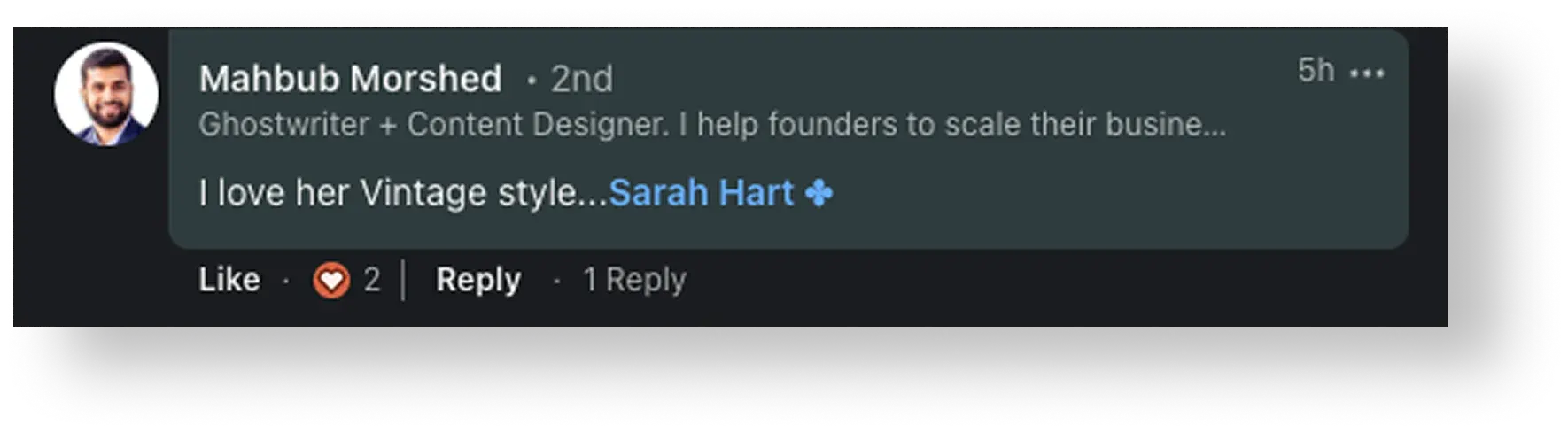 LinkedIn testimonial praising the Ghetto Country Brandmother rebrand, screenshot 11 of 12