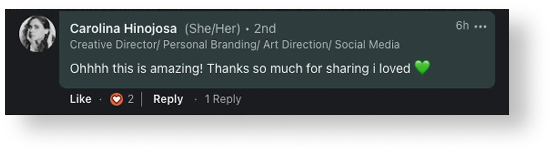LinkedIn testimonial praising the Ghetto Country Brandmother rebrand, screenshot 3 of 12