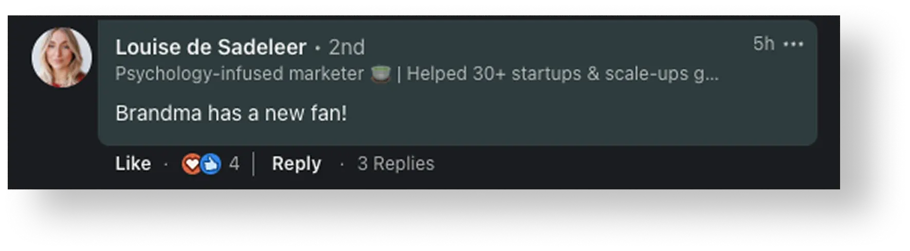 LinkedIn testimonial praising the Ghetto Country Brandmother rebrand, screenshot 7 of 12
