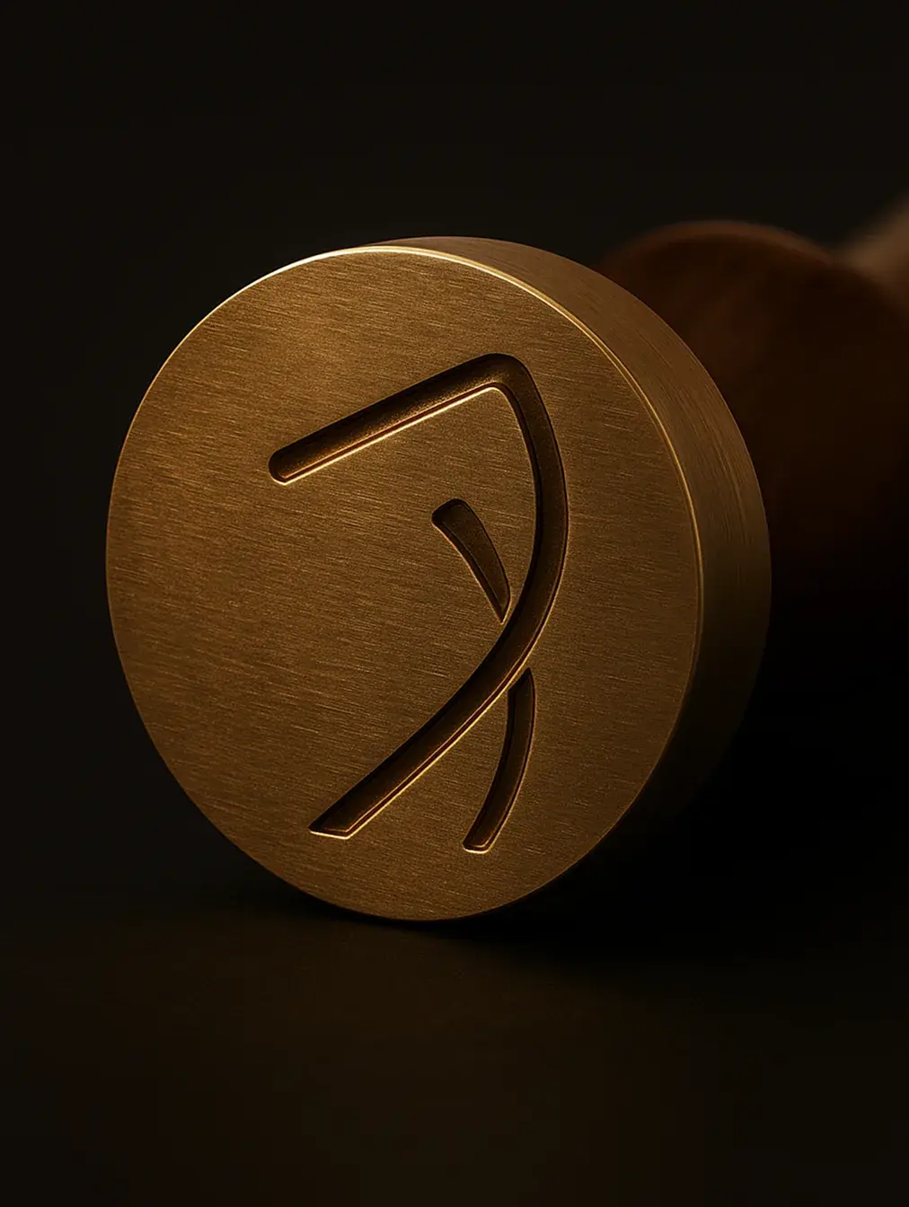 Brass seal stamp bearing the Redd Golf symbol