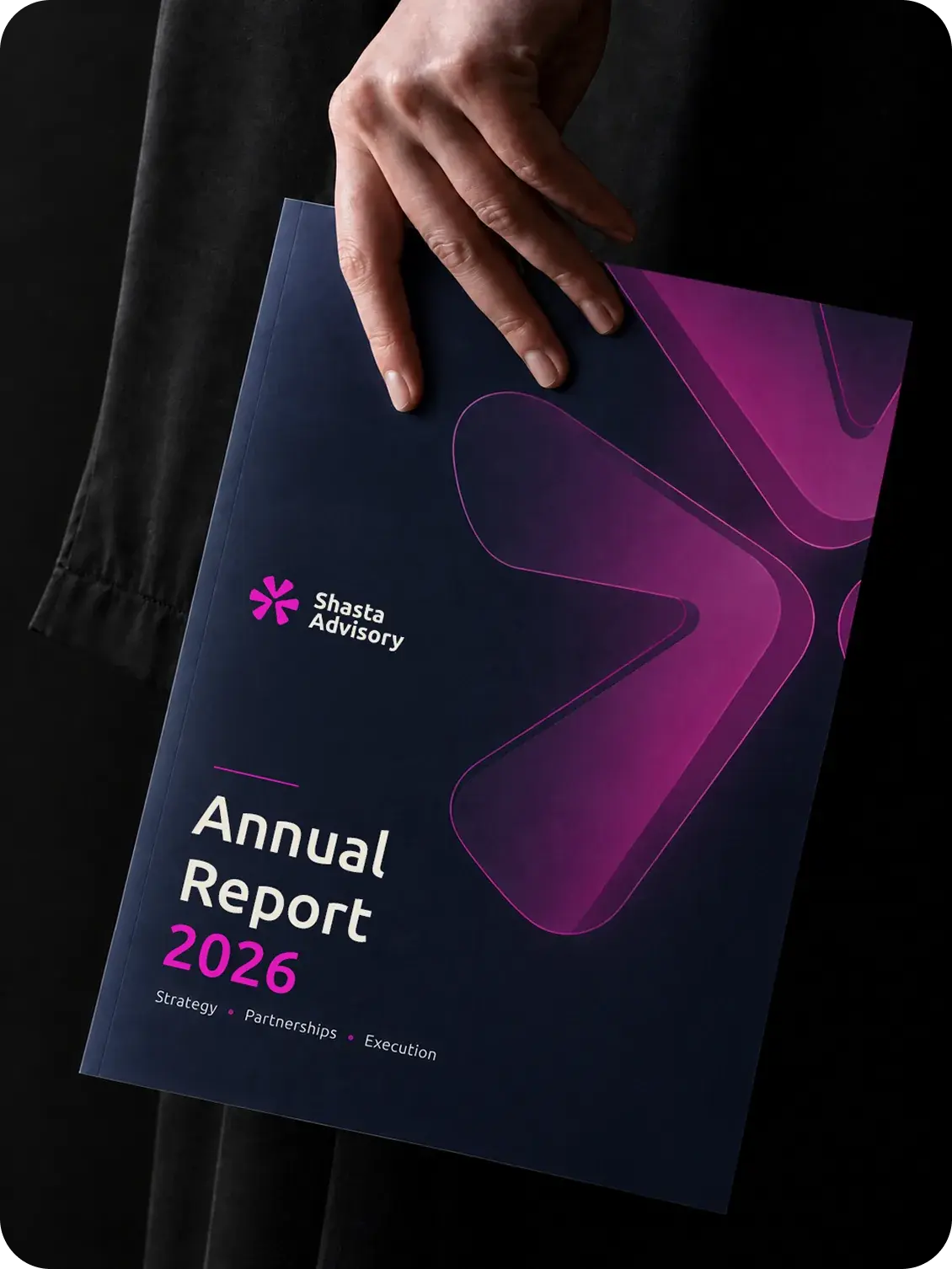 Hand holding the Shasta Advisory 2026 annual report cover