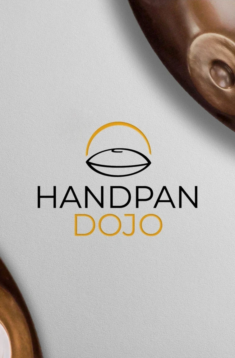 Handpan Dojo strip card: the logo beside the instrument
