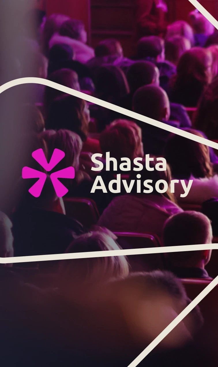 Shasta Advisory strip card: the mark and wordmark over the brand's wire lines