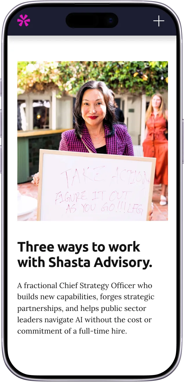 Shasta Advisory website on an iPhone