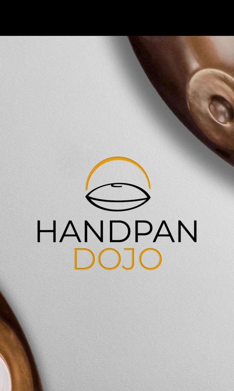 Handpan Dojo strip card: the logo beside the instrument