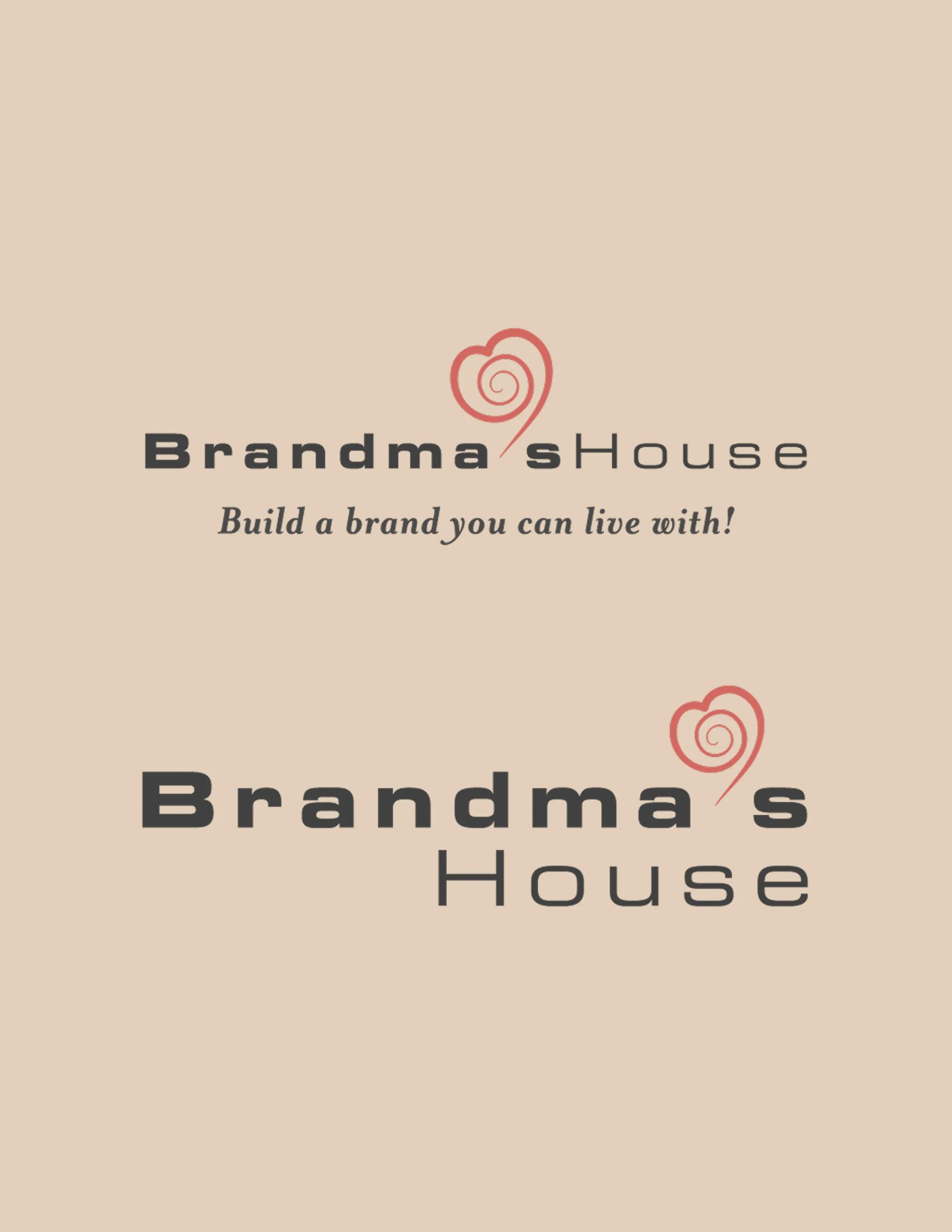 Ghetto Country Brandmother: Brandma's House wordmark lockups on a tan background