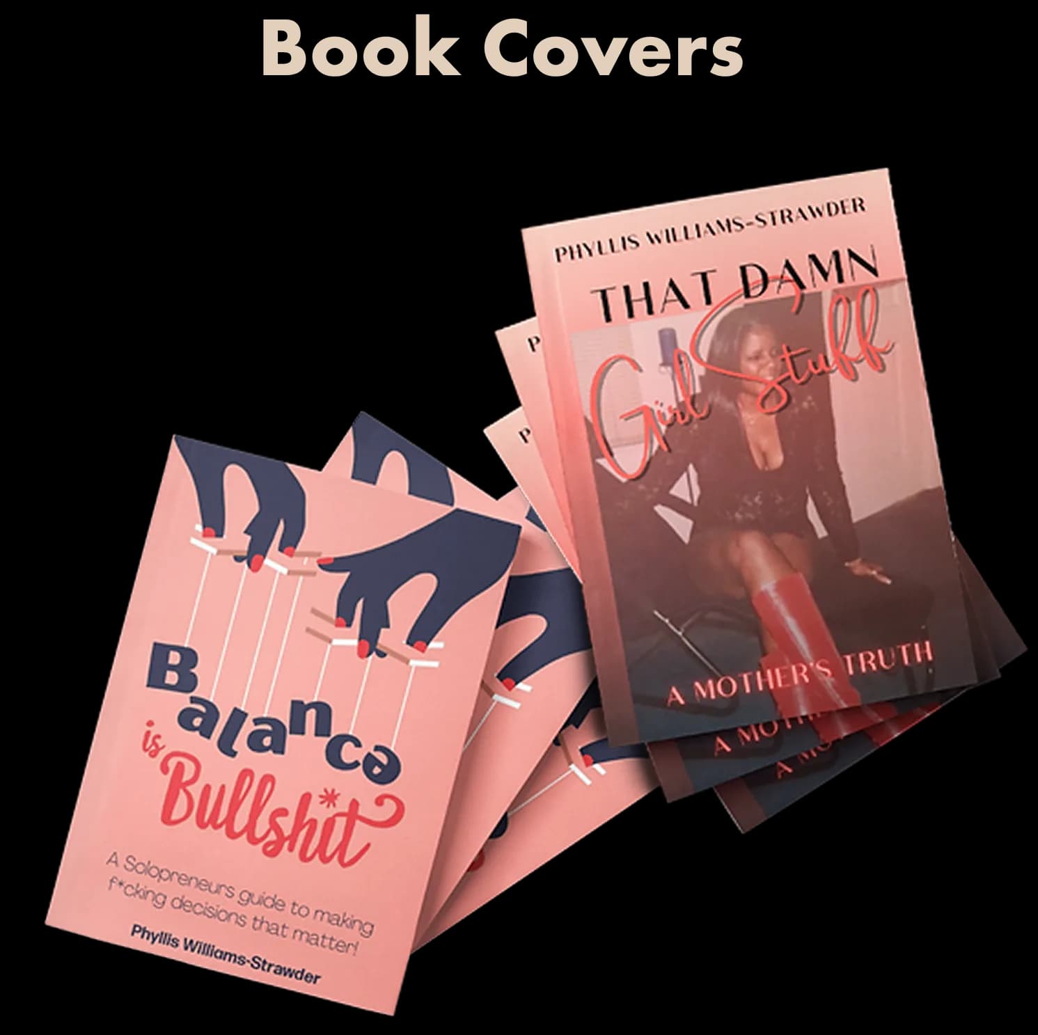 Ghetto Country Brandmother: book cover mockups for Phyllis Williams-Strawder's titles