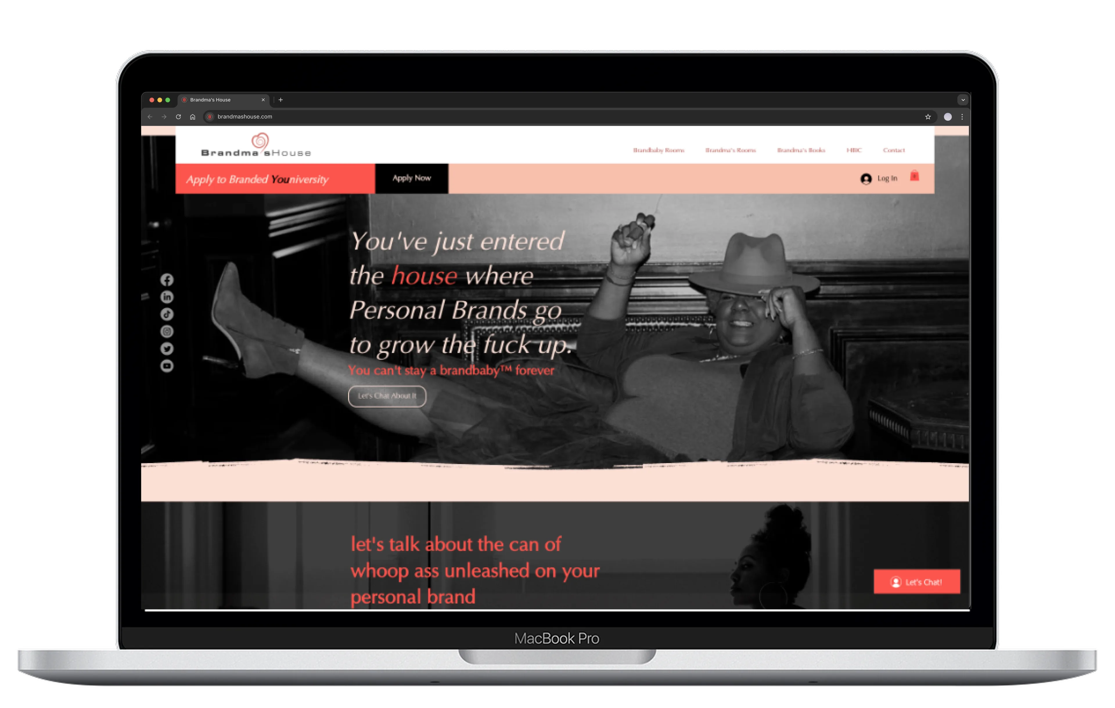 Ghetto Country Brandmother: Brandma's House website homepage shown on a laptop screen