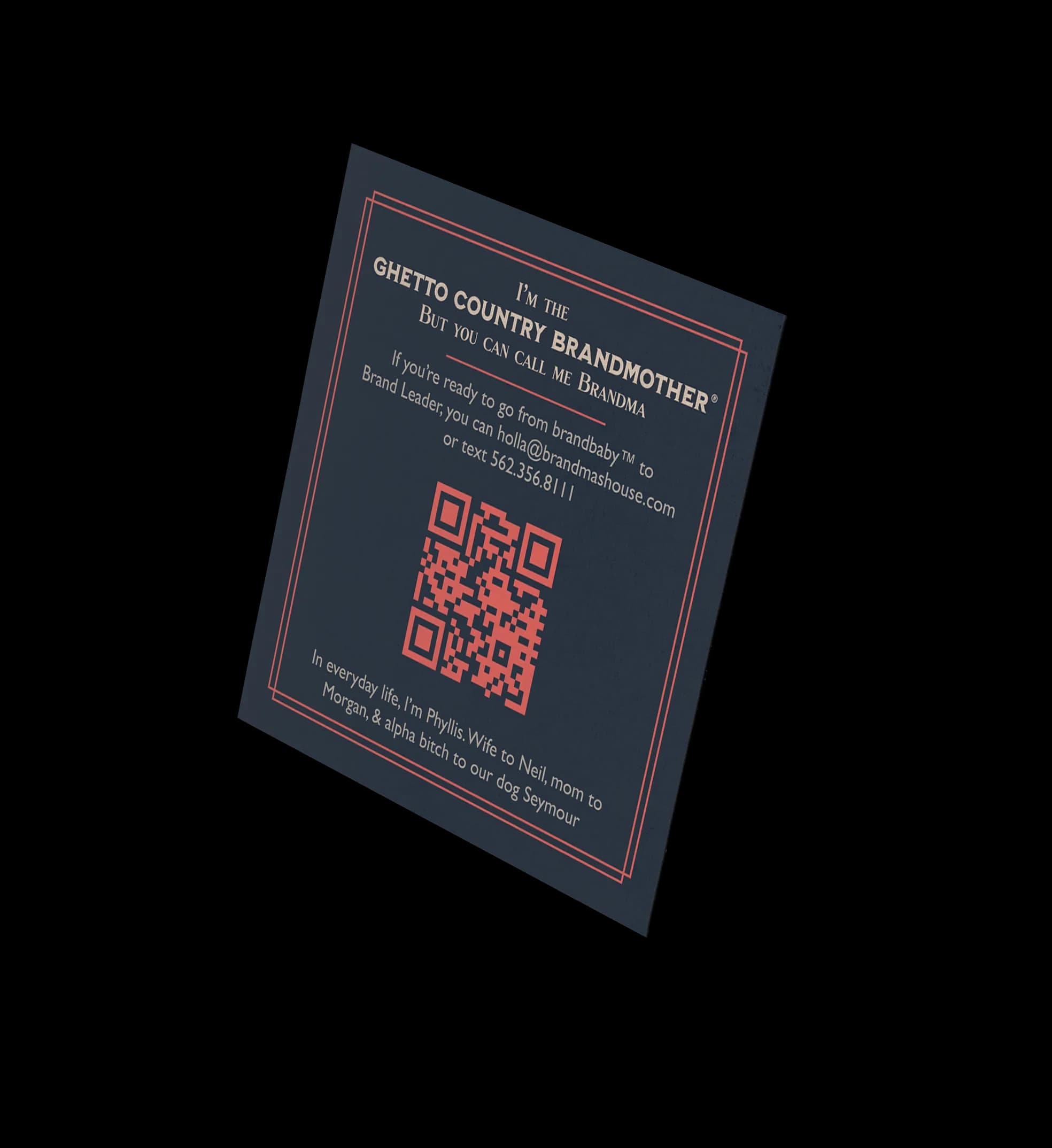 Ghetto Country Brandmother: Square Biz Card Back Reverse