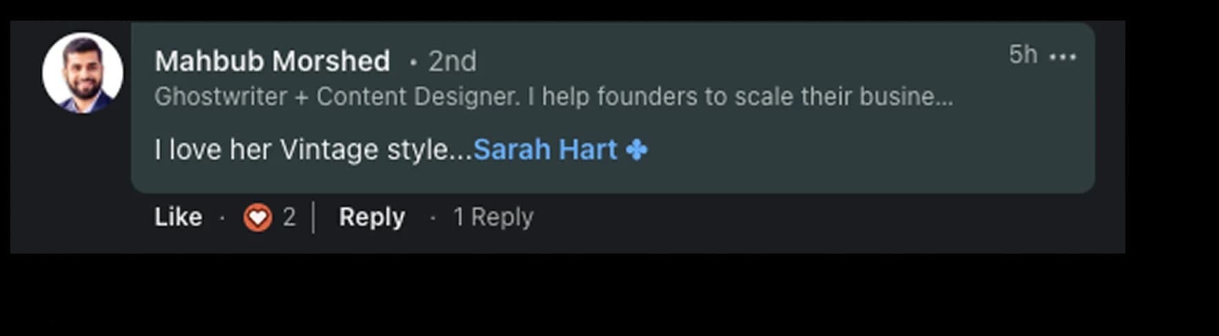 LinkedIn testimonial praising the Ghetto Country Brandmother rebrand, screenshot 11 of 12