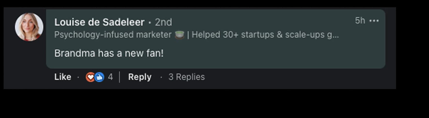 LinkedIn testimonial praising the Ghetto Country Brandmother rebrand, screenshot 7 of 12