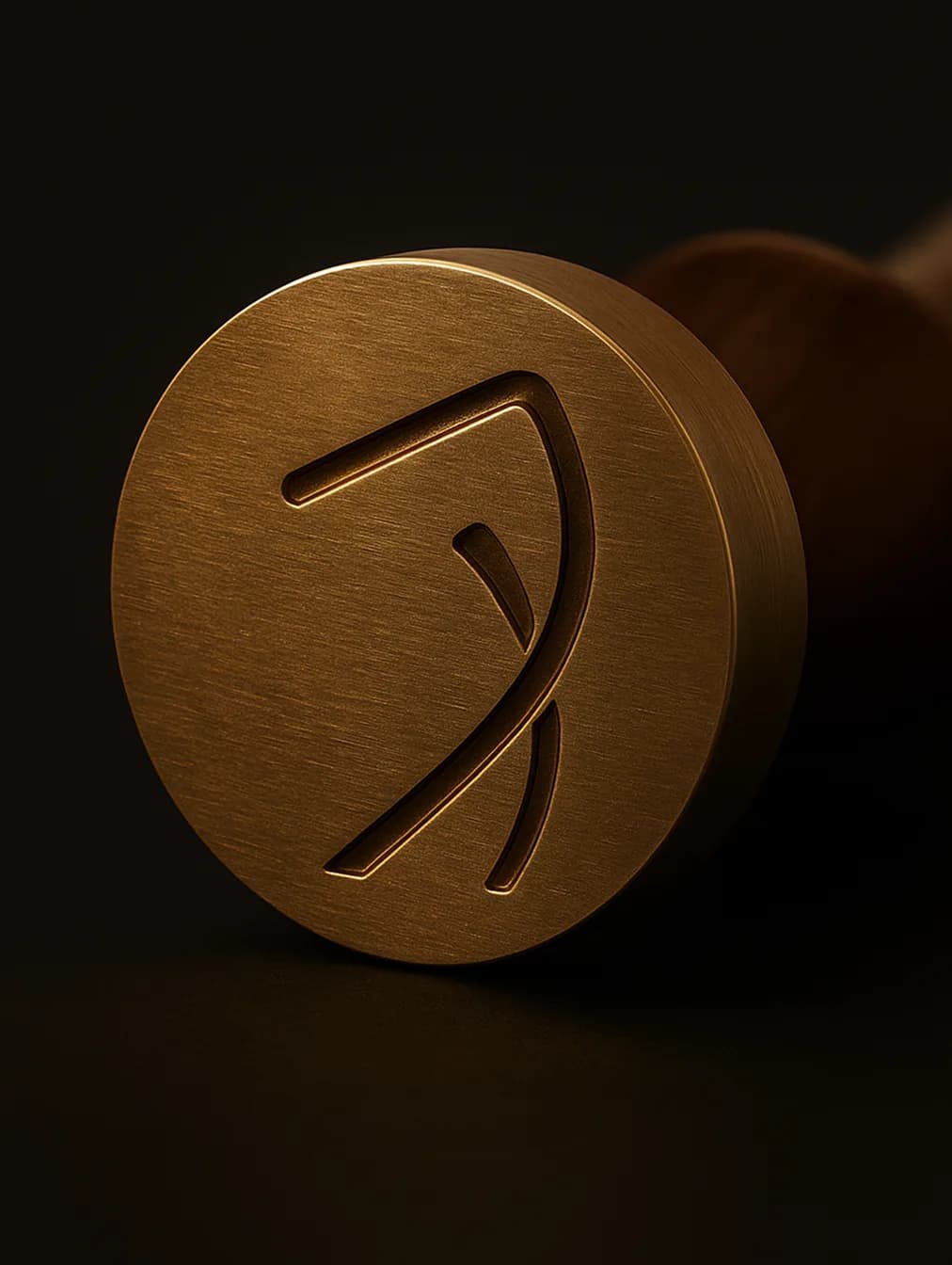 Brass seal stamp bearing the Redd Golf symbol