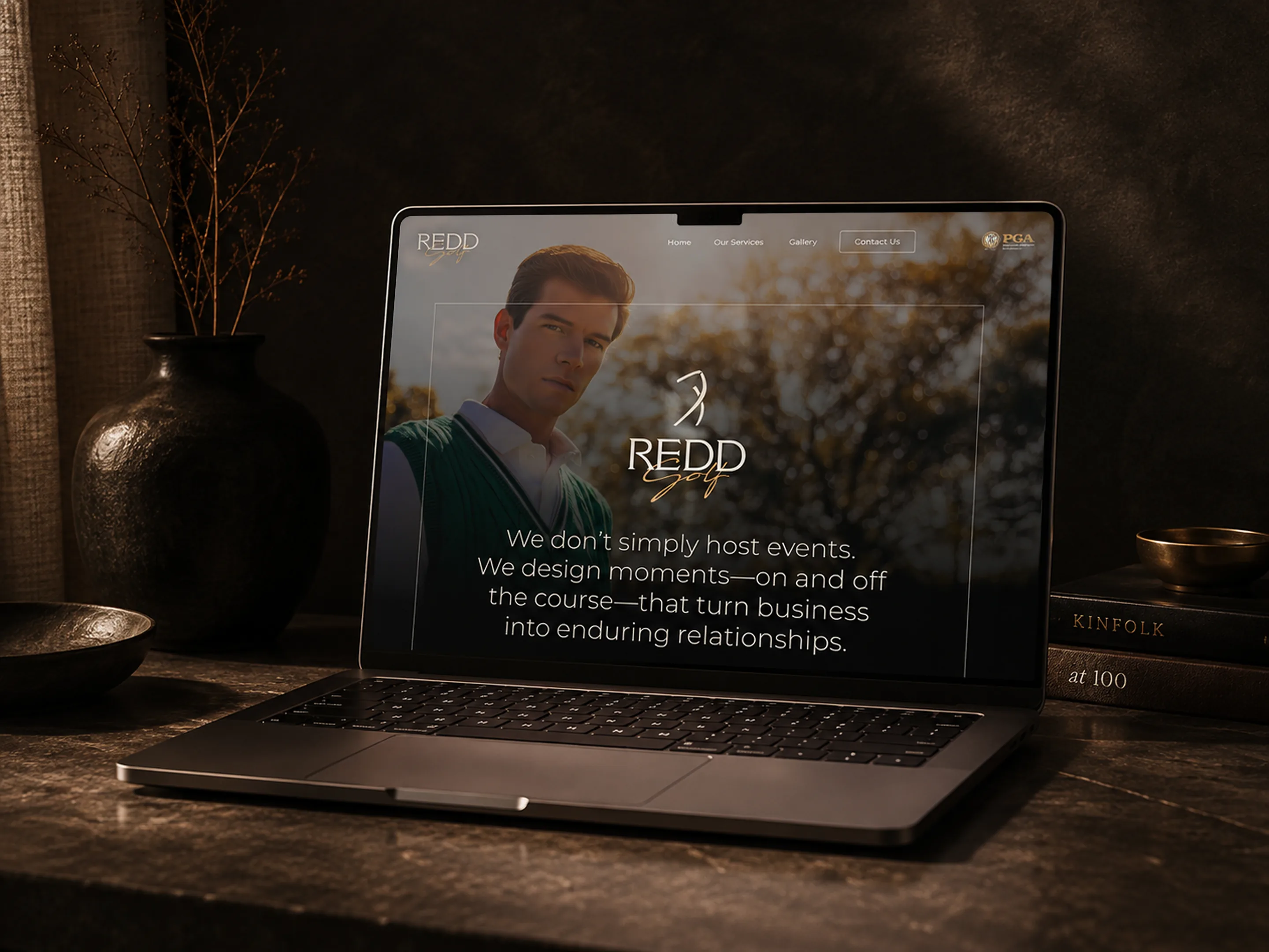 Redd Golf website shown on a laptop
